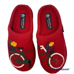NWT HAFLINGER Flair AR Radl Bicycle Bike Wool Arch Slipper Red EU 40